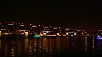 4K延时武汉长江夜景江边城市灯光夜景视频的预览图